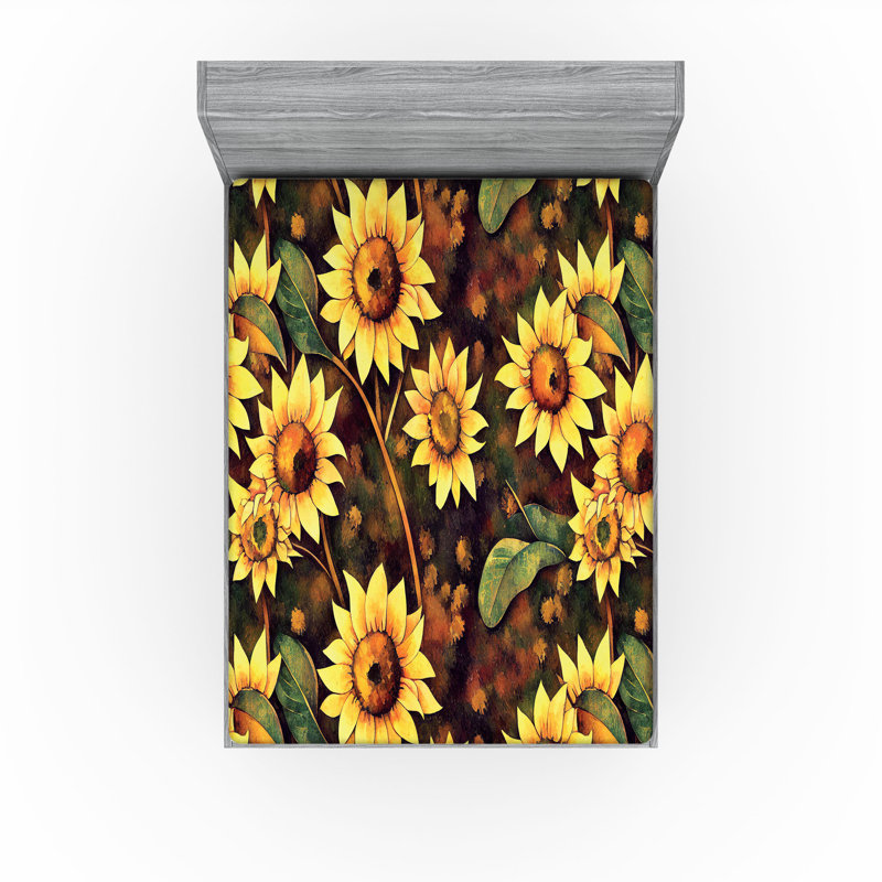 Drap-housse à motif floral Ambesonne, Vert avocat pâle, fauve / floral, Drap-housse grand