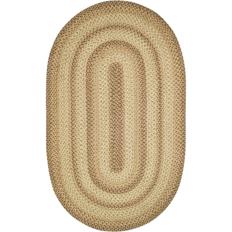 Tapis brun / crème en jute tressé de qualité supérieure Damaj, Ovale 2 pi 3 po x 3 pi 9 po