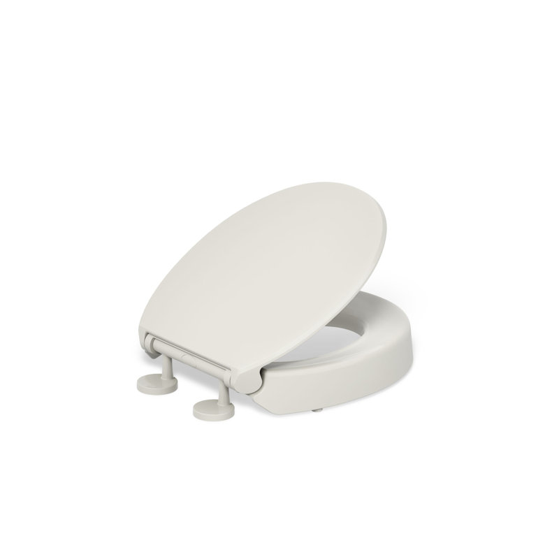 Hyten Elevated Quiet-Close Round-Front Toilet Seat, Almond