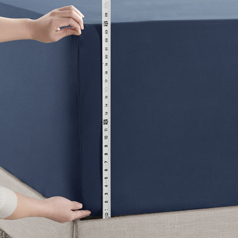 Empyrean Bedding Extra Deep Pocket Solid Fitted Sheet, Navy Blue, Queen Fitted Sheet