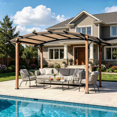 13 pi. L 8,5 pi. D Pergola en acier avec auvent
