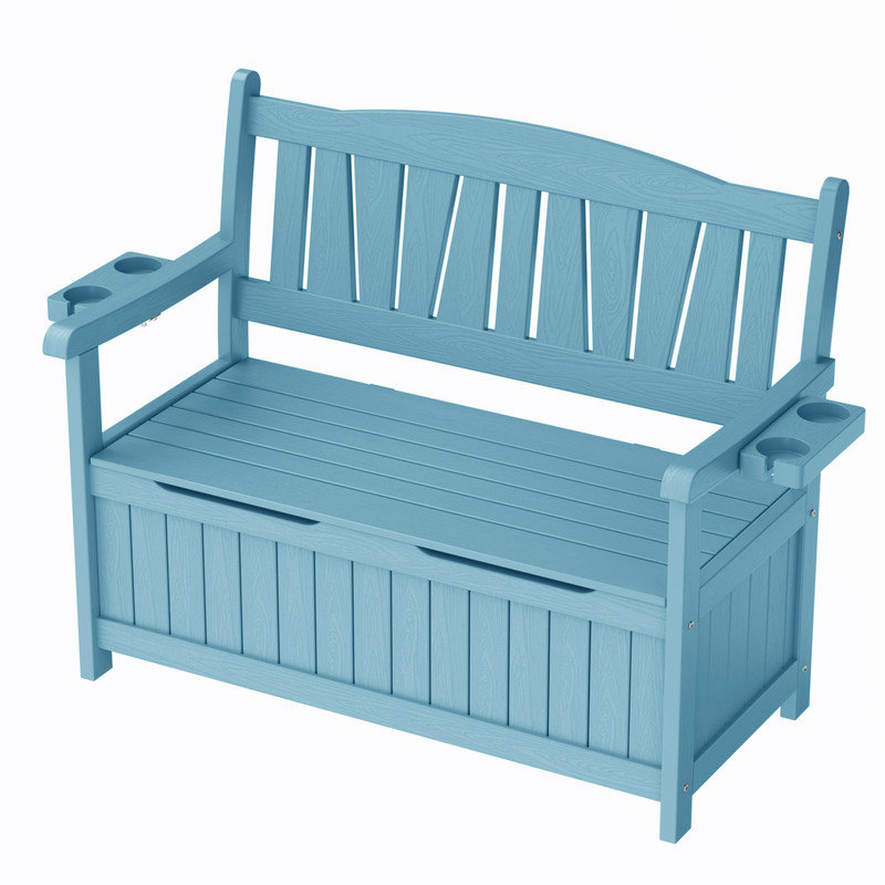 Banc de rangement extérieur pour l'extérieur, Bleu