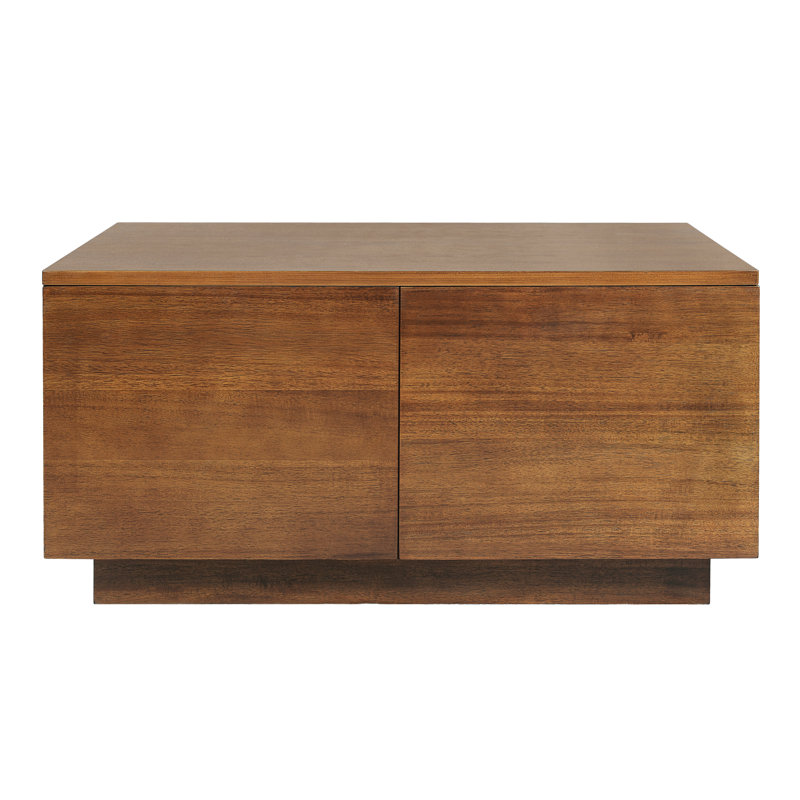 Square, 33.1", Coffee Table, Walnut, Ample Drawer Compartments, Rustic Interiors Four Storage Clutter - Living