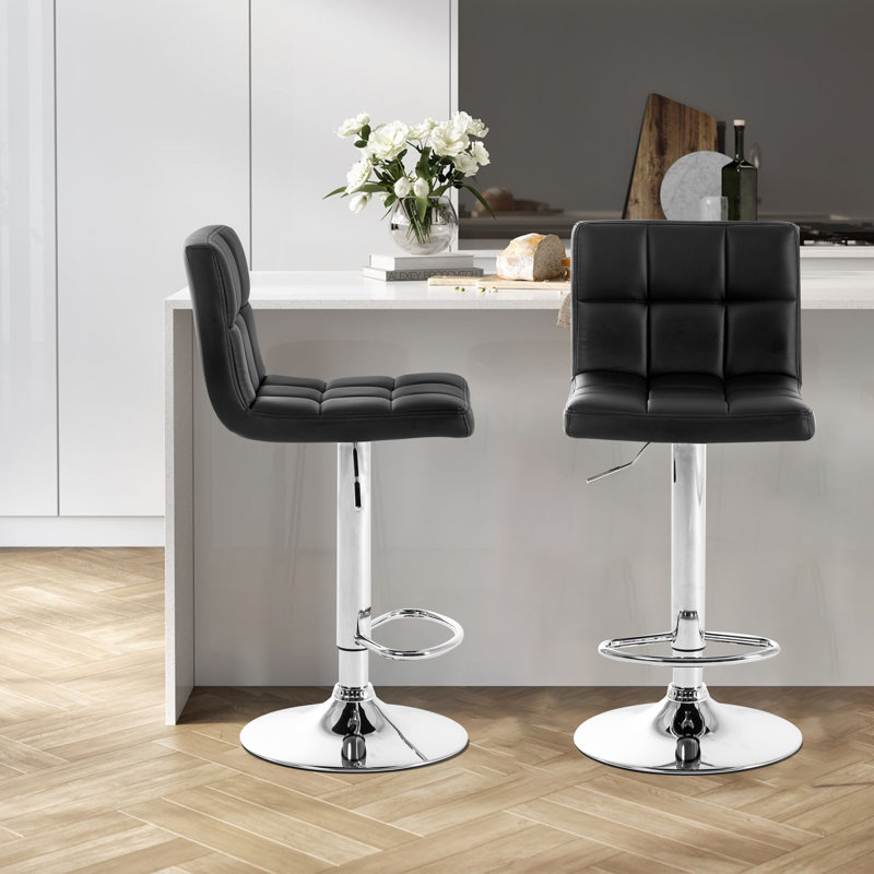Keithrick Swivel Upholstered Adjustable Height Counter Stool, Black