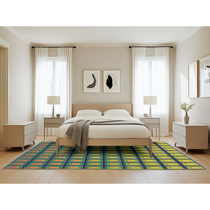Tapis vert à motif géométrique Saito, Rectangle 5 pi x 8 pi