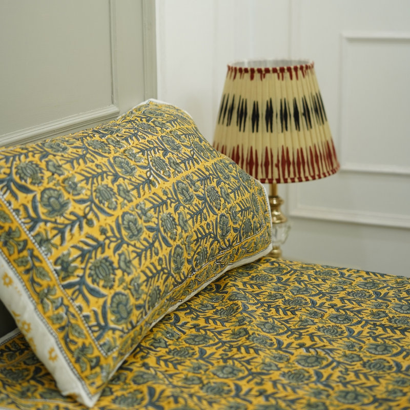 Ensemble de draps en coton Fab divine - Drap fait à la main avec housses de coussin assorties - literie de qualité supérieure, Jaipuri Jaal,