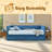 Twin Size Corduroy Daybed With Two Drawers And Wood Slat-143822011