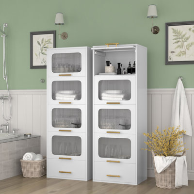 Androw Metal Freestanding Linen Cabinet