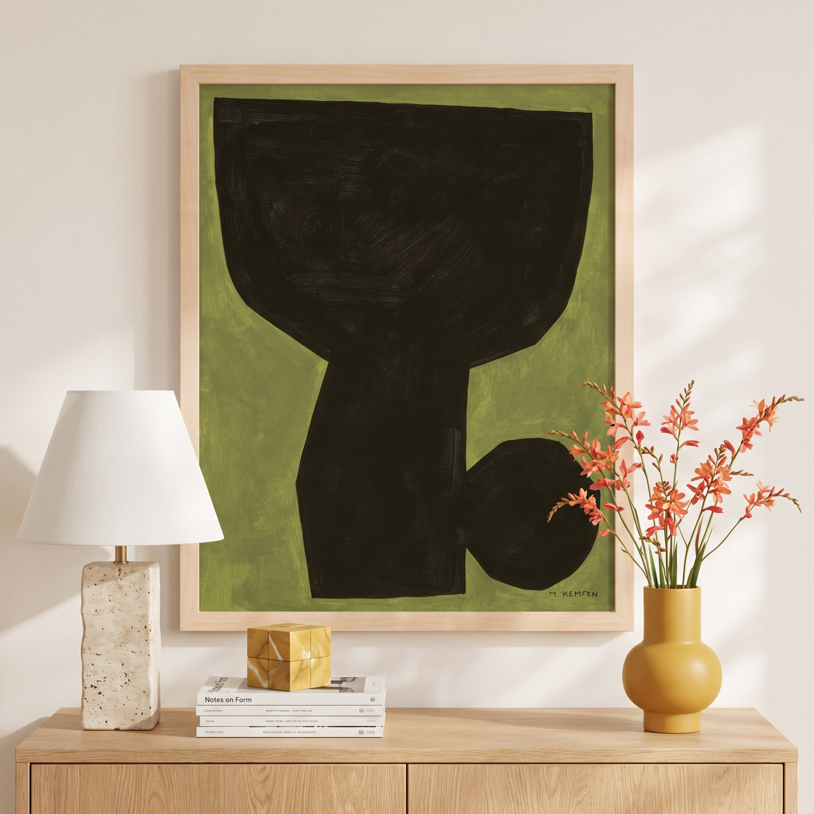 Module On Green 1 by Michael Kempen, 38" H x 30" W x 1.25" D, Yellow