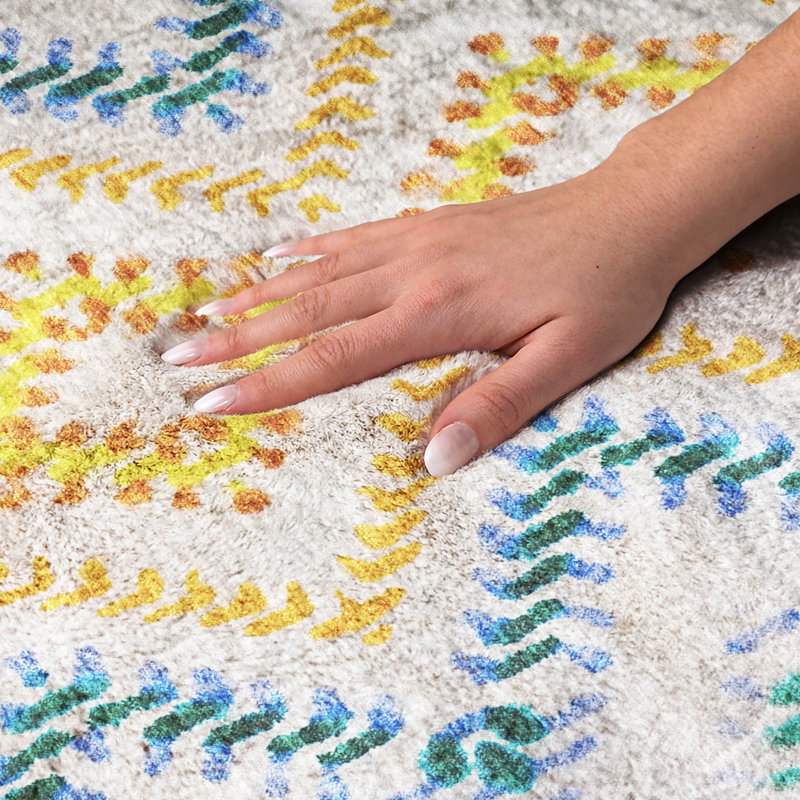 Tapis à poil long de qualité supérieure lavable à la machine ADS683, Ivoire ivoire, 10 pi x 14 pi