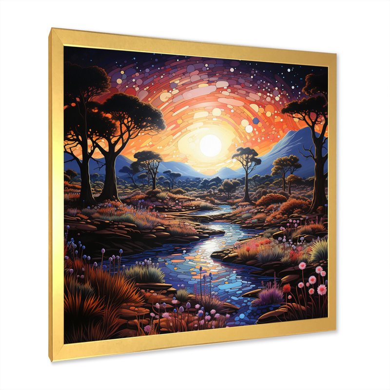 Désert crépuscule Oasis I - impression, H 36 po x l 36 po x P 1,5 po, Cadre doré à une seule photo
