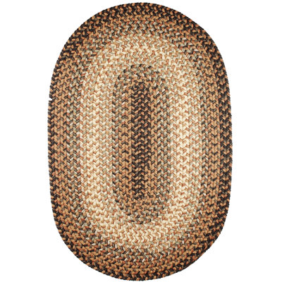 Tapis taupe à motif géométrique tressé à la main Deserie