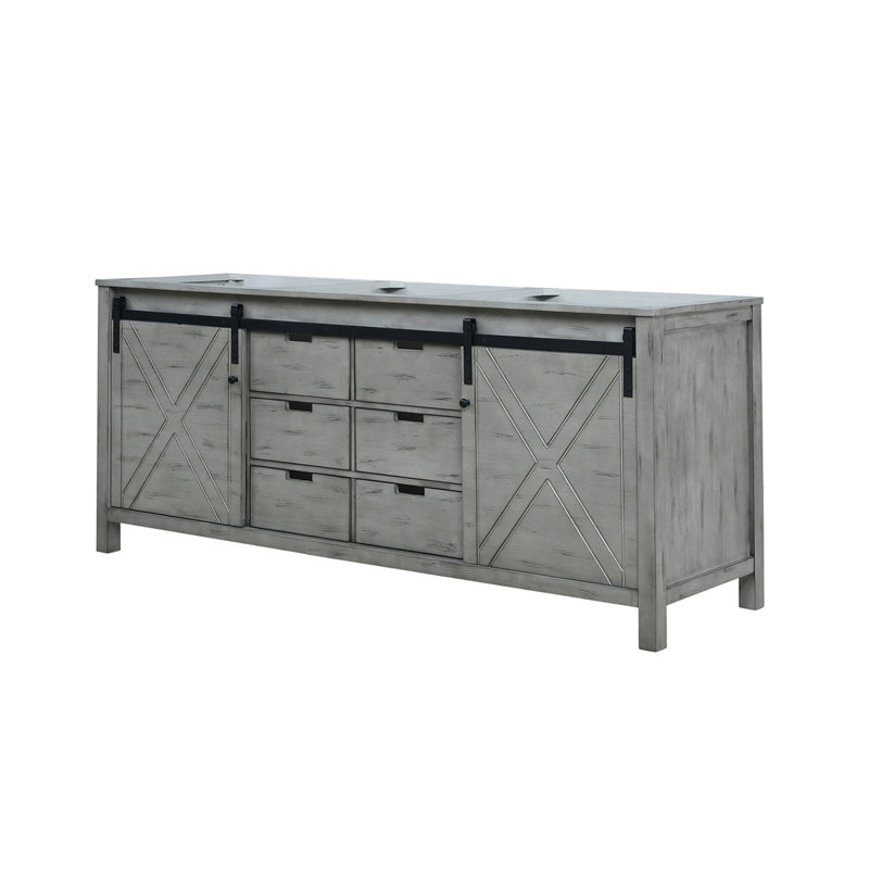 Meuble-lavabo double gris cendré l 80 po x P 22 po