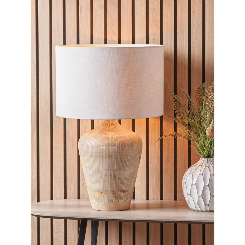 Table Lamp, Brown, White