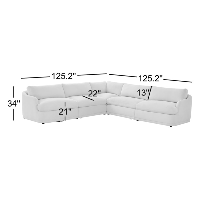 Canapé modulaire de coin rembourré 5 pièces Seadrift