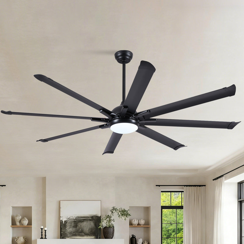 Ventilateur de plafond industriel standard à 8 pales avec télécommande et contrôle intelligent, 72 po de largeur