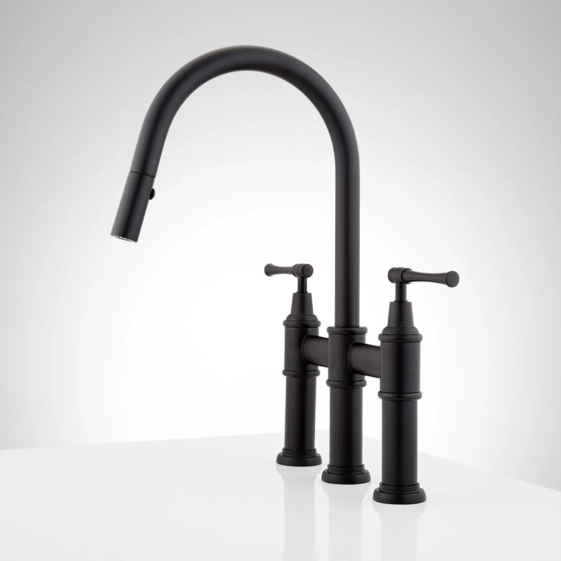 Hurston Pull Down Bridge Faucet with Accessories, Matte Black