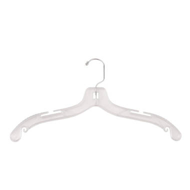 Classic Plastic Combo Hanger with Adjustable Clips, Flat Hangers with Notches and Swivel Hook (Clear/50)