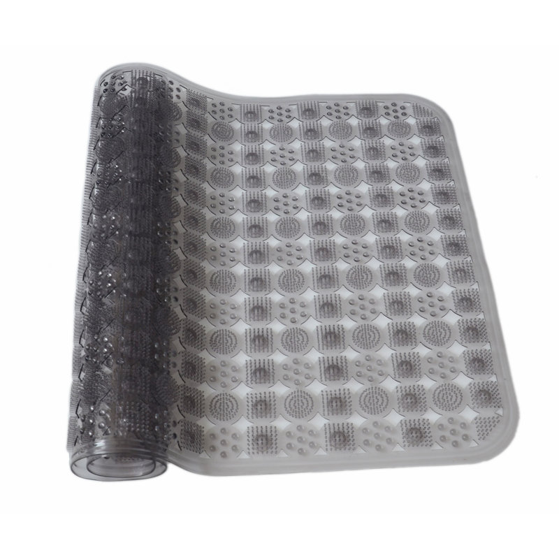 Tapis de douche à formes géométriques Aaleigha, Gris
