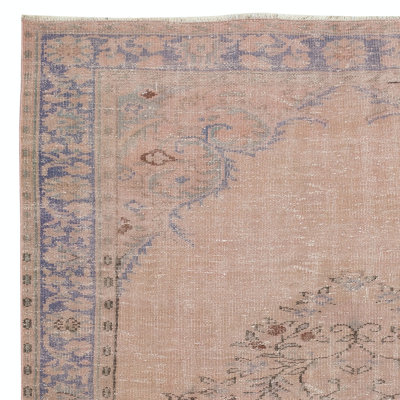 5.8x9.2 Ft Soft Pink Anti-bacterial Wool Area Rug. HandKnotted Turkish Rug