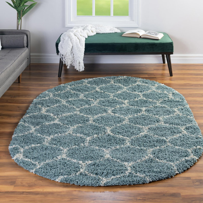 Geometric Indoor Rug, Oval 5'3" x 8'