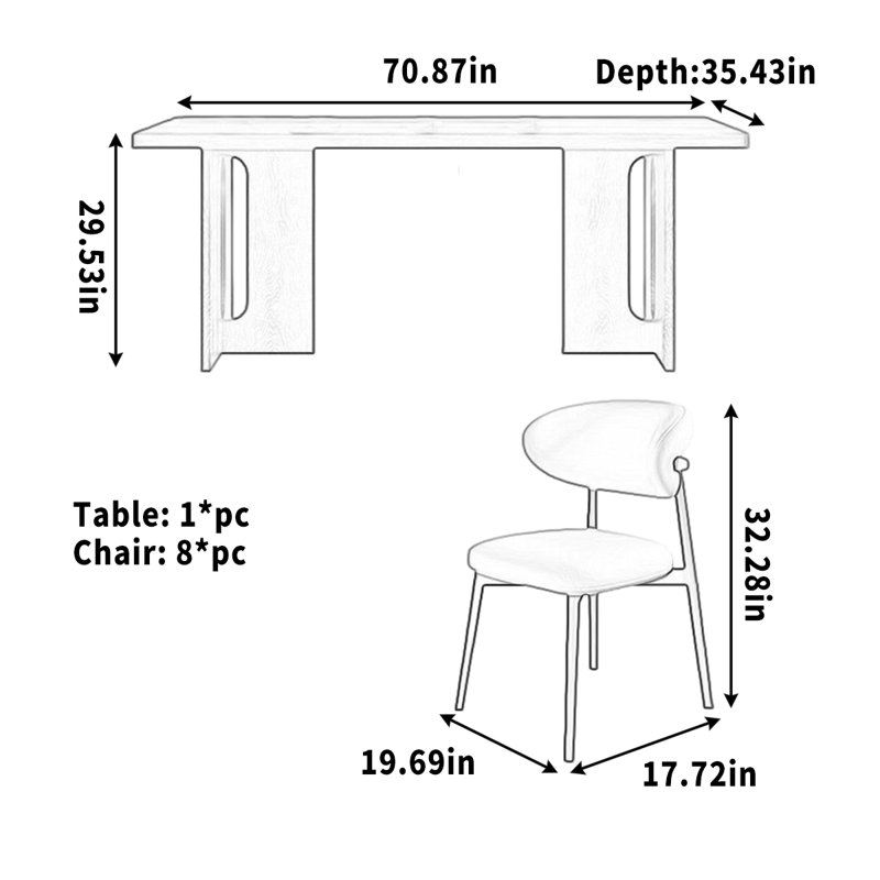 Table de salle à manger rectangulaire en granit à usage domestique, 7 pièces : table, 6 chaises, Brun
