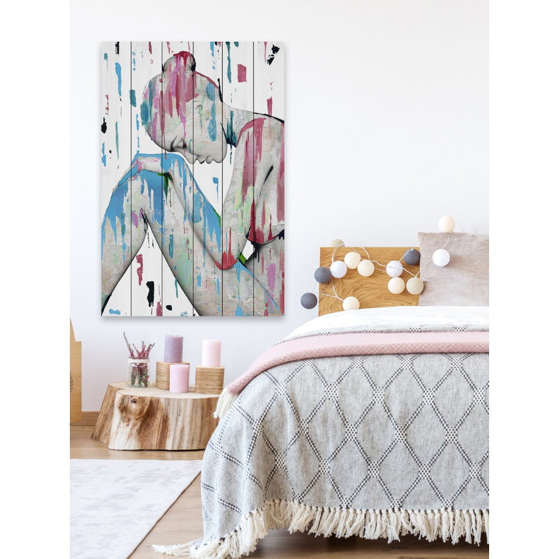 A Dreaming Beauty par Parvez Taj - Peinture sur bois sans cadre, H 60 po x l 40 po x P 1,5 po