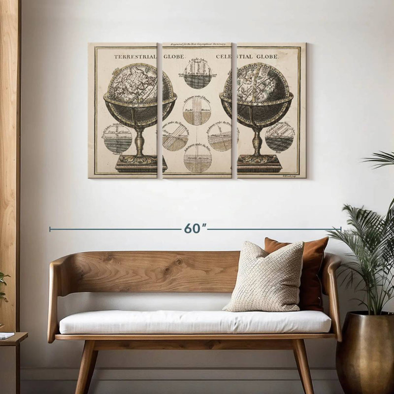 Neutre, globes antiques Oberle, H 28 po x l 45 po