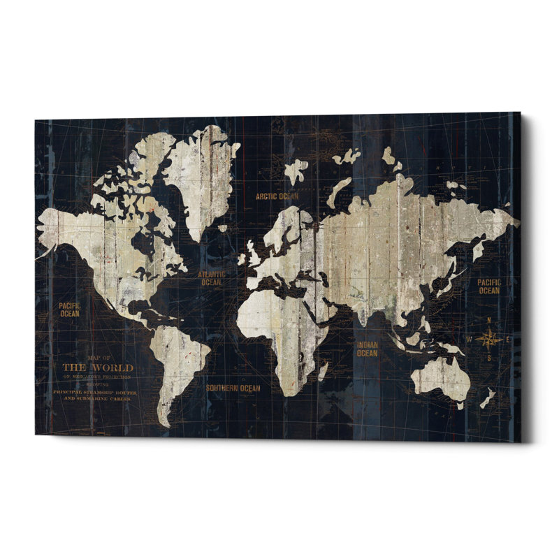 «Old World Map» par Wild Apple Portfolio, art mural sur toile, H 26 po x l 40 po x P 0,75 po