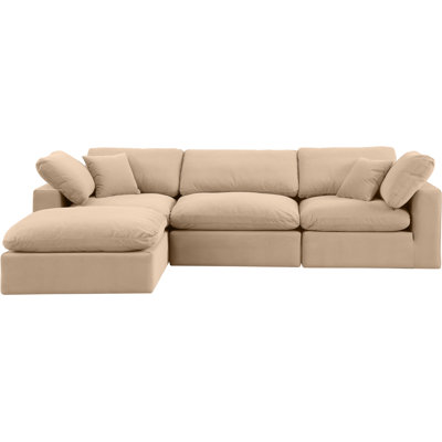 Kirstey Velvet L-Shaped Sectional Reversible
