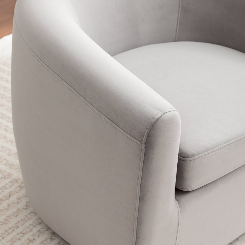 Fauteuil demi-tonneau pivotant de 33,5 po Odey, Velours gris velours