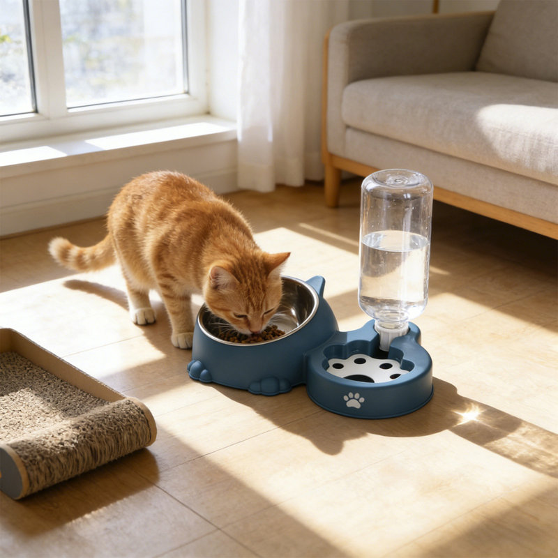 Distributeur d'eau et distributeur automatique d'eau pour animal de compagnie, 11,02 x 7,67 x 3,54 po, bleu, Blue