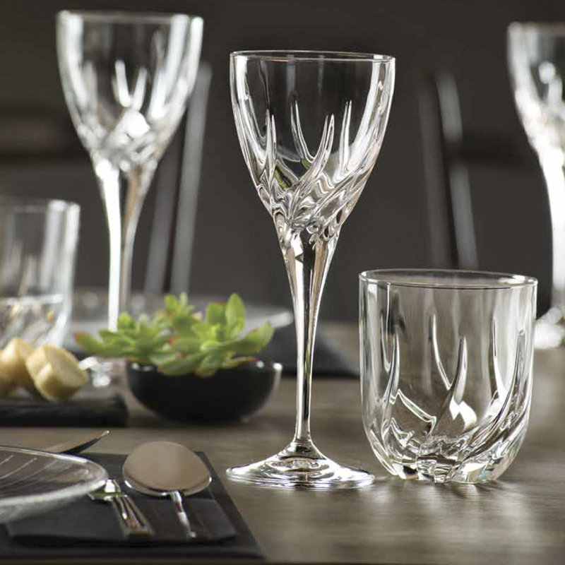 Elegant Clear Crystal Goblet Set of 6, 8.3 oz.