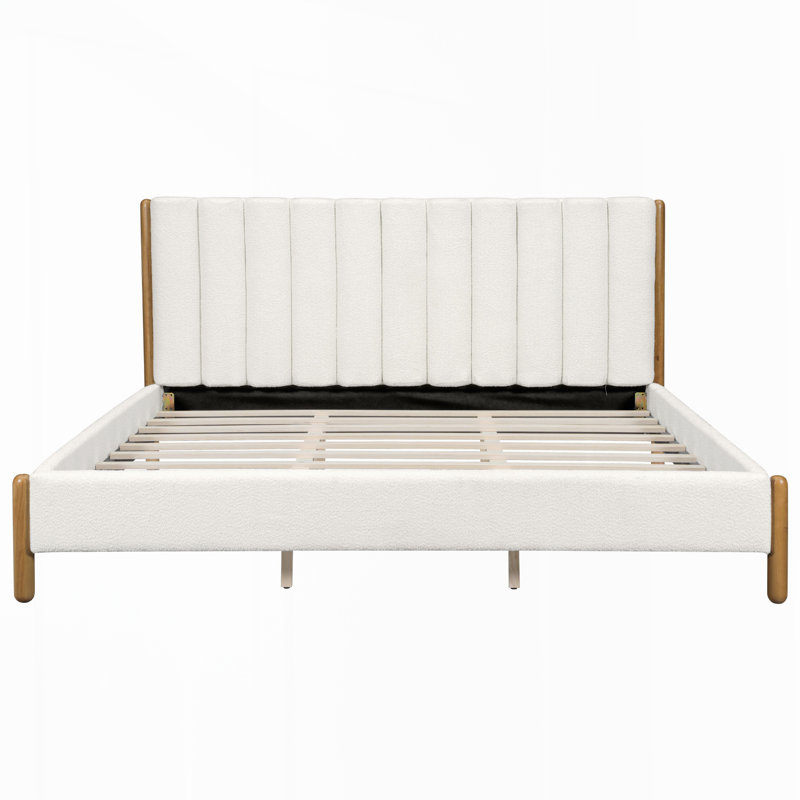 Structure de lit avec tête de lit épaisse rembourrée Boucle, Très grand lit