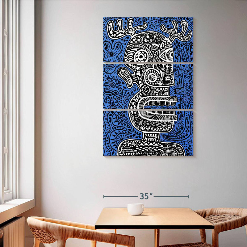 Leisha Tiki Head II - bleu, H 65 po x l 42 po