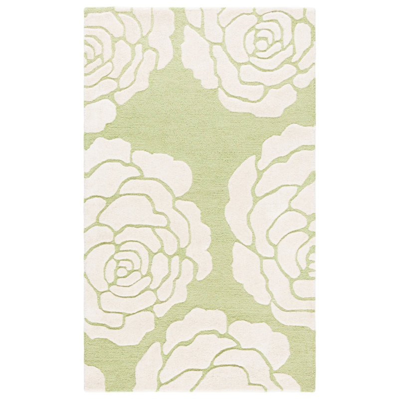 Cannen Hand Tufted Wool Floral Rug, Rectangle 3' x 5'