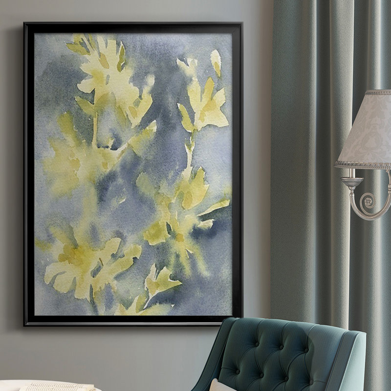Forsythia Blooms II, reproduction encadrée de qualité supérieure - Prêt à être accroché_2869632, Noir