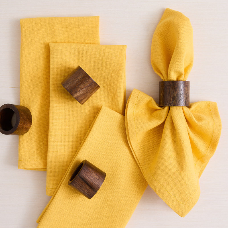 Ensemble de serviettes de table en coton / 4, Jaune