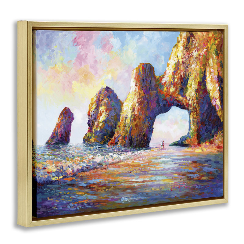 «Couple Strolling Beach Arch», art mural sur toile flottante par Leon Devenice, H 25 po x l 31 po