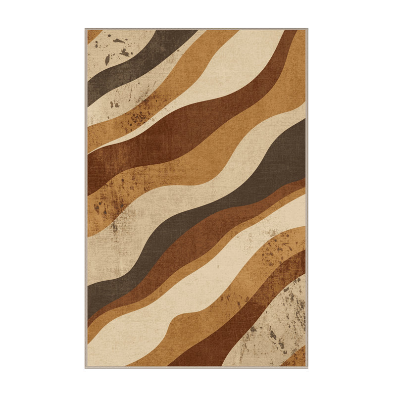 Machine Washable Ottoline Modern Rustic Vintage Look Rug in Brown , 2 x 3