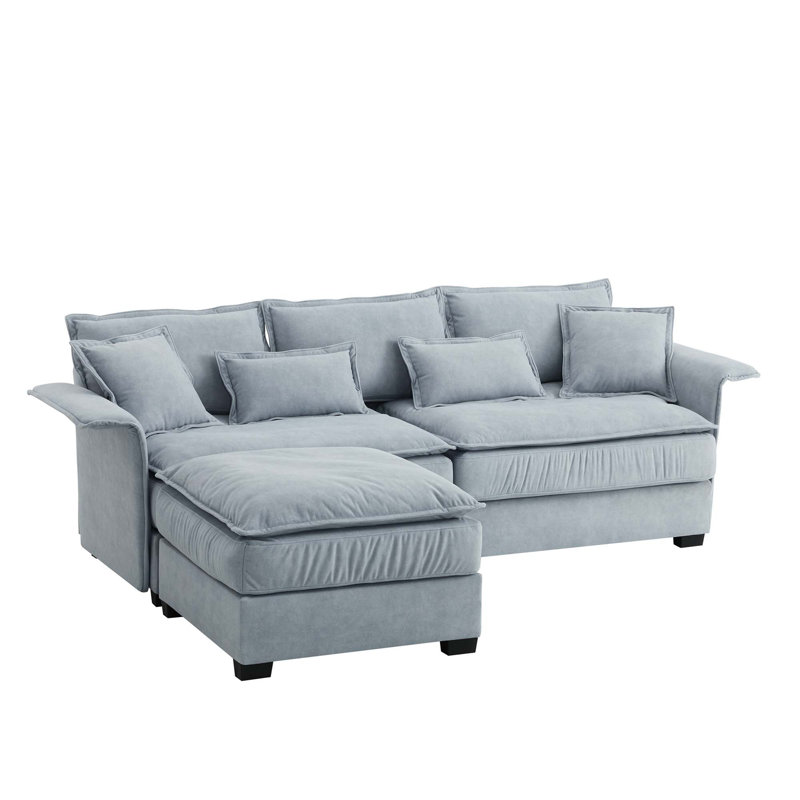 Javaya Upholstered L-Shaped Sectional, Blue Tech Cloth