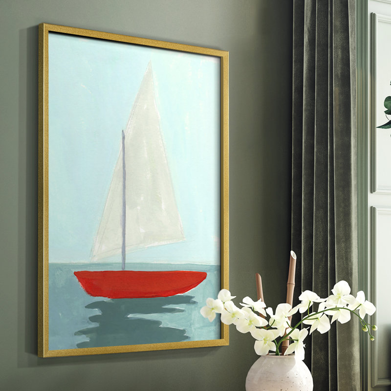 Small Sail II Framed Print - Solid Wood, 28" H x 22" W