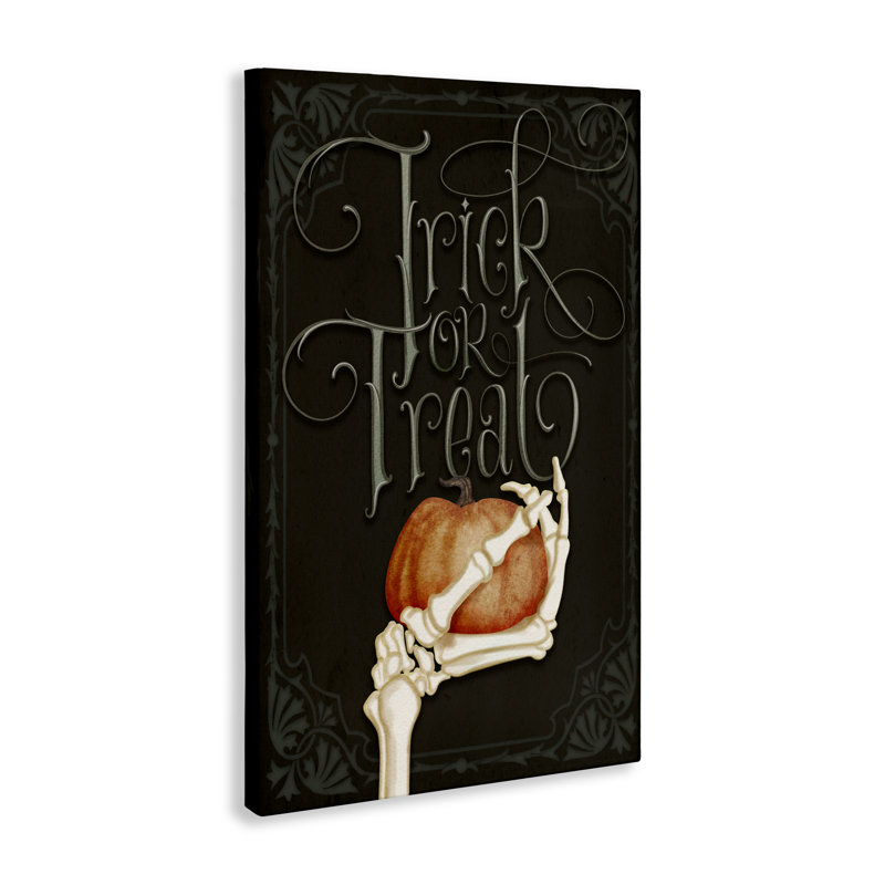Toile à main squelette «Trick Or Traite», conception par Nicole Tamarin, H 24 po x l 16 po