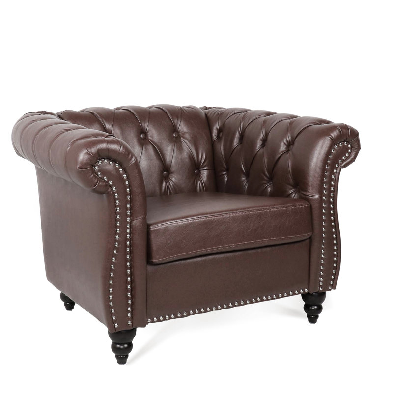 Dushyant 38.98 Wide, Dark Brown Faux Leather, Black