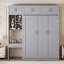 Lit escamotable mural avec bureau, armoire supérieure et tablettes de rangement, lit pliable peu encombrant-207528820-207528823
