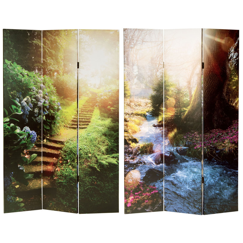 6 Ft. Tall Double Sided Lavender Road Canvas Room Divider, Summer