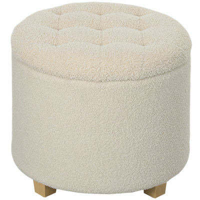 45cm Wide Tufted Solid Colour Footstool Ottoman