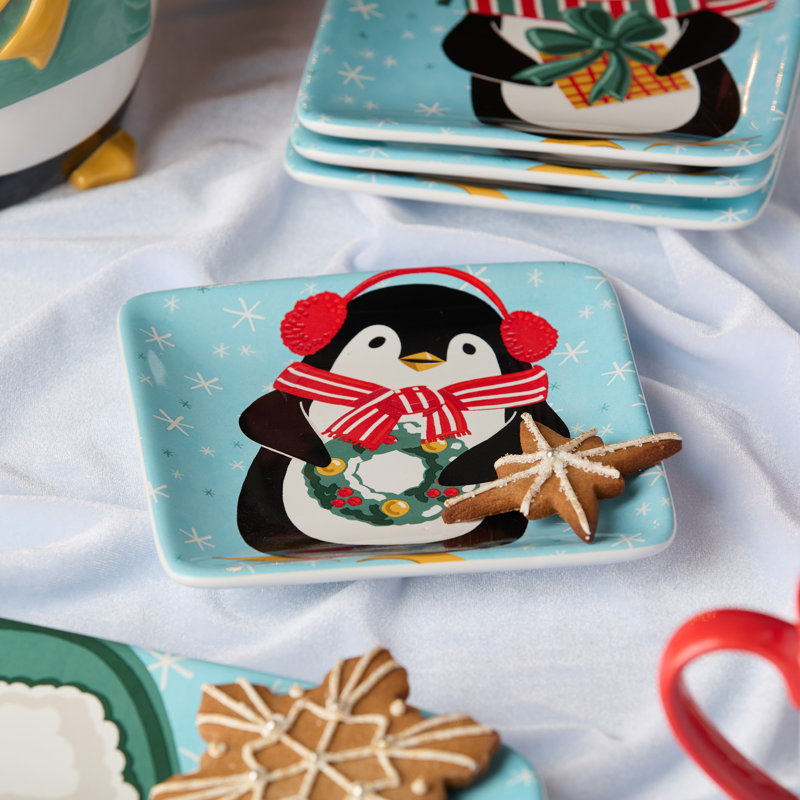 Ensemble d'assiettes canapés Christmas Whimsy Penguin