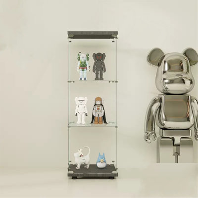 Vitrine à une porte avec 3 tablettes, noir