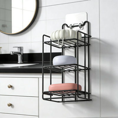 3 Tier Soap And Sponge Holder, Stainless Steel Soap Dish With Drainage For Kitchen And Bathroom, Wall Mount Or Countertop Organizer With Decorative Animal Ears Design
